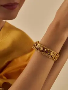 Kushal's Fashion Jewellery Gold-Plated Ruby Studded Bangle