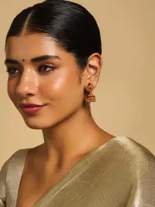 Kushal's Fashion Jewellery 92.5 Pure Silver Gold Plated Dome Shaped Jhumkas