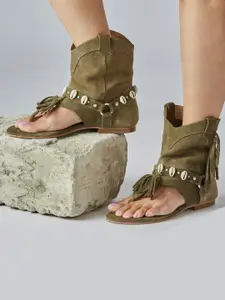 Tao Paris Women T-Strap Flats with Tassels