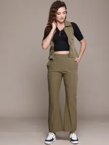 Roadster Crop Top & Trousers With Jacket