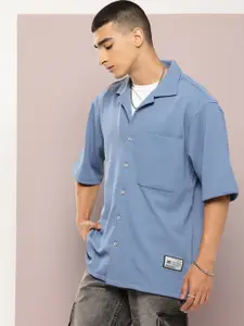 Kook N Keech Men Lapel Collar Relaxed Fit Textured Casual Shirt