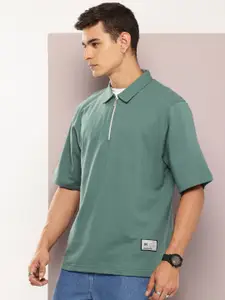 Kook N Keech Half-Zip Polo Collar Relaxed Fit T-shirt