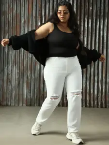 Freeform By High Star Women Straight Fit High-Rise High Distressed Jeans