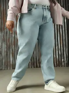 Freeform By High Star Women High-Rise Mom Fit Heavy Fade Back Elasticated Jeans