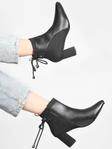 SHUZ TOUCH Women Woven Design Lace Detail Regular Boots