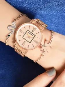 DressBerry Women Embellished Dial & Bracelet Style Straps Analogue Watch DBSet24 Set-23