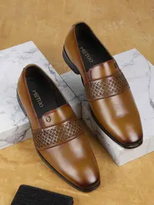Metro Men Textured Leather Formal Slip-On Shoes