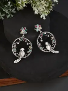 ATIBELLE German Silver-Plated Contemporary Beaded Drop Earrings