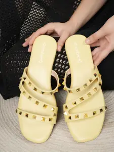 DressBerry Women Embellished YELLOW Party Open Toe Flats