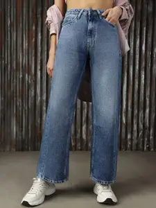 High Star Women  90'S Baggy Fit High-Rise Light Fade Jeans