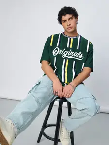 The Souled Store Men Typography Printed Round Neck Cotton Oversized T-shirt