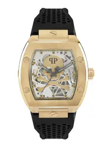 PHILIPP PLEIN Men Brass Printed Dial & Textured Straps Analogue Powered Watch PWBAA0321