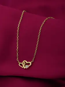 Carlton London 18kt Gold Plated with Double Heart CZ Necklace