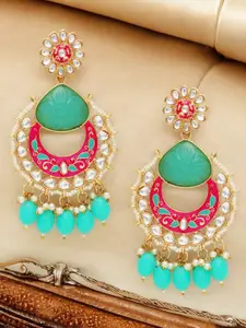 OOMPH Meenakari Floral Kundan Drop Earrings