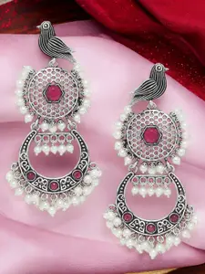 OOMPH Artificial Stones and Beads Oxidised Drop Earrings