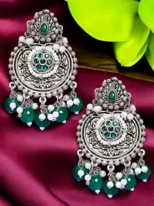 OOMPH Artificial Stones and Beads Oxidised Floral Chandbalis