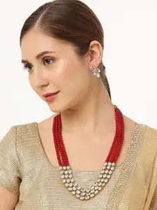 Anouk Kundan Studded & Beaded Jadau Necklace & Earrings