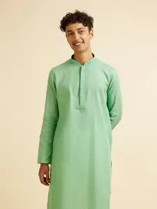 Manyavar Woven Design Straight Thread Work Kurta with Pyjamas