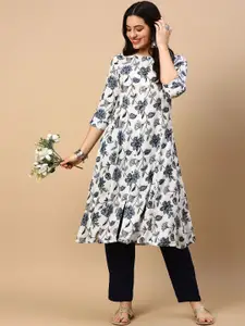 SHOWOFF Floral Printed Cotton A-Line Kurta