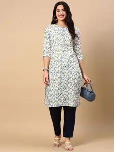 SHOWOFF Floral Printed Cotton Straight Kurta