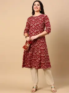 SHOWOFF Ethnic Motifs Printed Cotton A-Line Kurta