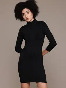 Roadster Women Solid Mock Neck Dress