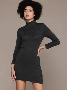 Roadster Women Solid High Neck Bodycon Dresses