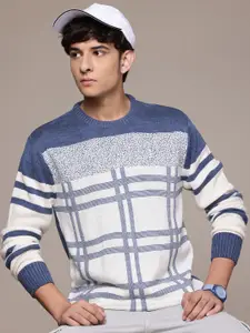Roadster Men Checked Pullover