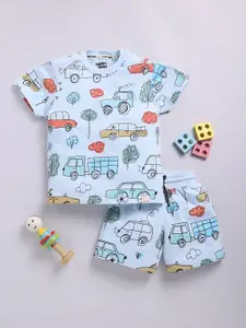 Happy Faces Boys Pure Cotton Printed T-shirt with Shorts