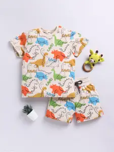 Happy Faces Boys Pure Cotton Printed T-shirt with Shorts