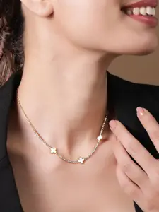 Rubans 18KT Gold-Plated Stainless Steel Tarnish-Free Clover Demi-Fine Pendant Necklace