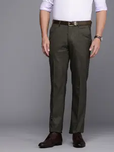 Louis Philippe Men Checked Slim Fit Formal Trousers