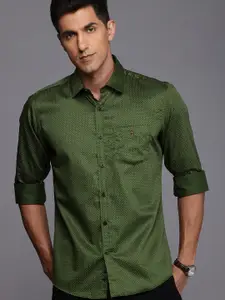 Louis Philippe Sport Slim Fit Micro Ditsy Printed Pure Cotton Casual Shirt