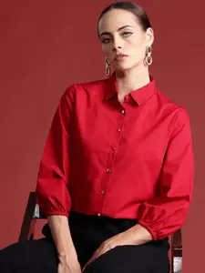 all about you Puff Sleeves Pure Cotton Casual Shirt