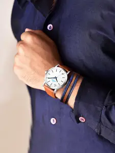 WROGN Men Analogue Watch & Leather Bracelet WRNWJ24 Set-11