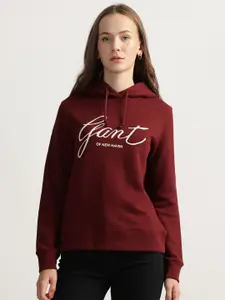 GANT Women Typography Printed Hooded Cotton Pullover Sweatshirt