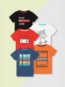 max Boys Pack of 5 Graphic Printed T-shirt