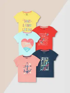 max Girls Pack of 5 Graphic Printed T-shirt
