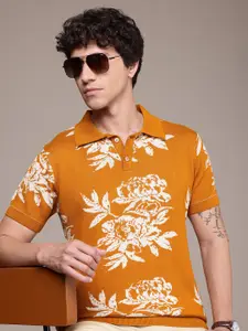 French Connection Floral Knitted  Polo Collar Bio Finish T-shirt