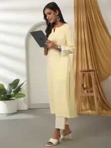 Likha Lace Work Silk Straight Kurta