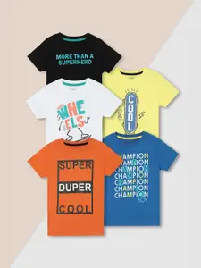 Max Boys Pack of 5 Graphic Printed Regular Fit Cotton T-Shirt