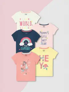 max Girls Pack of 5 Graphic Printed T-shirt