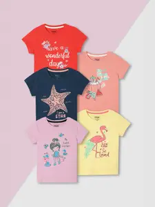 max Girls Pack of 5 Graphic Printed T-shirt