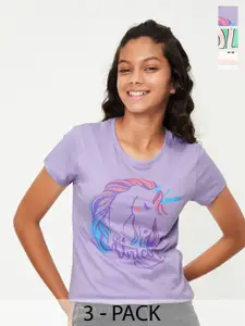 Max Girls Pack of 3 Graphic Printed T-shirt