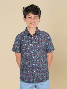 Allen Solly Junior Boys Spread Collar Abstract Printed Cotton Casual Shirt