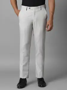 Louis Philippe Men Solid Mid-Rise Slim Fit Regular Trousers