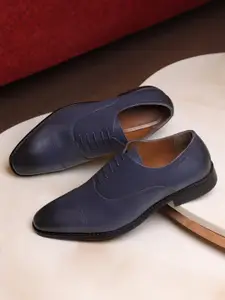 LOUIS STITCH Men Blue Premium Egyptian Crust Leather Formal Derbys