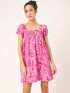 DressBerry Printed Smocked Mini A-line Dress