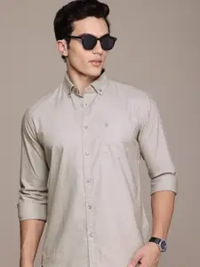 French Connection Men Button-Down Collar Premium Slim Fit Pure Cotton Casual Shirt