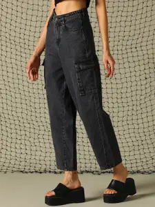 Hubberholme Women Solid High-Rise Balloon Fit Cargo Jeans